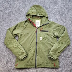Topo Designs Jacket Womens Small Olive Green Hooded Full‎ Zip Ripstop Outdoors